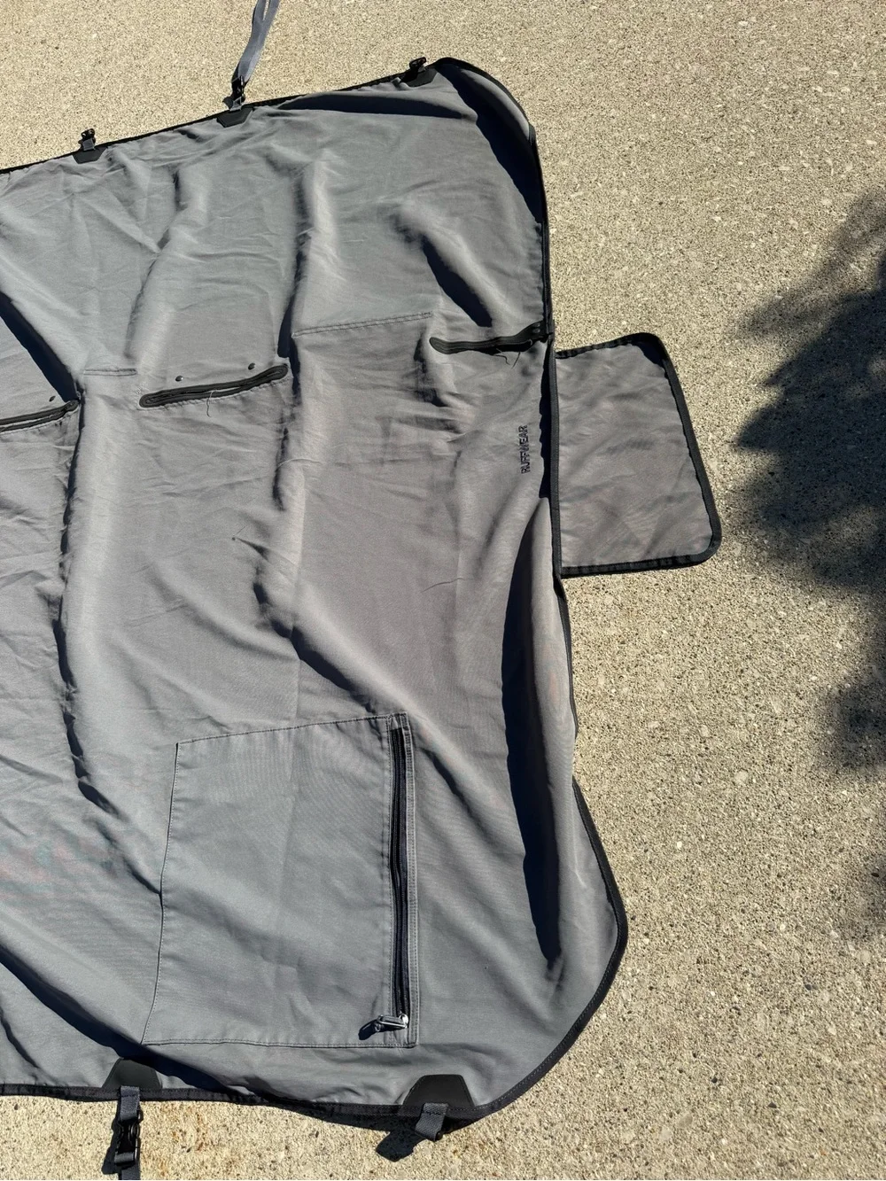 Ruffwear Light Gray Car Seat Cover with Black Logo and Dark Trim